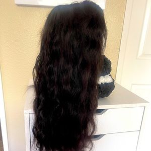 30 inch human hair dark chocolate wig w/ natural wave